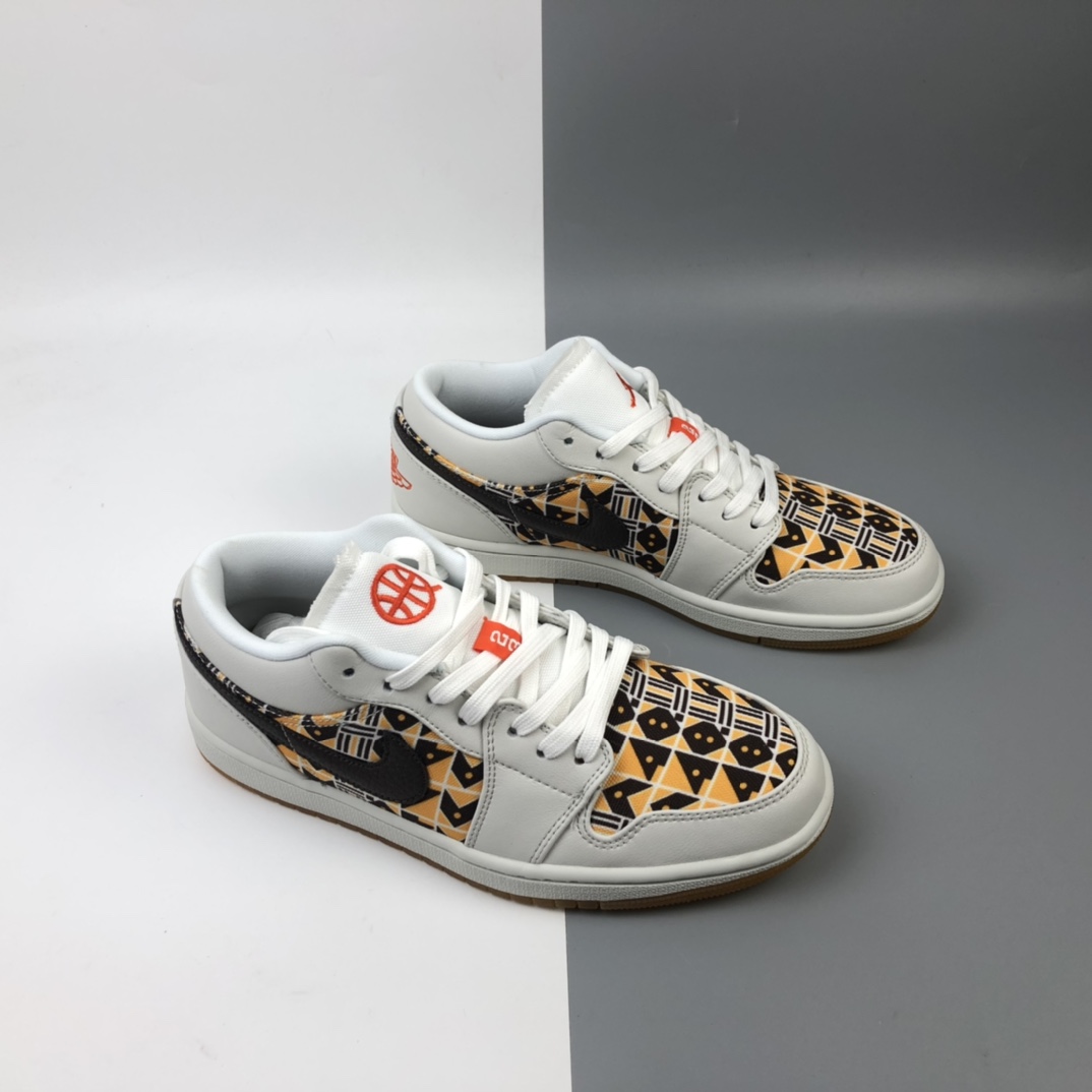 200 Nike Air Jordan 1 Low”Quai 54”AJ1乔丹一代低帮经典复古文化休闲运动篮球鞋“米黄黑图腾”CZ4155-100