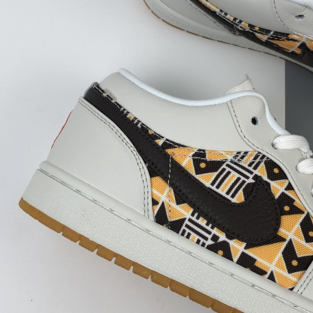 200 Nike Air Jordan 1 Low”Quai 54”AJ1乔丹一代低帮经典复古文化休闲运动篮球鞋“米黄黑图腾”CZ4155-100