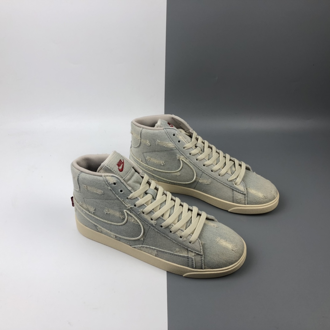 160 Levi's Strauss x Nike Blazer Mid Retro 开拓者破洞牛仔 高帮百搭休闲运动板鞋 AV9375-007