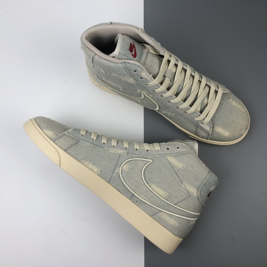 160 Levi's Strauss x Nike Blazer Mid Retro 开拓者破洞牛仔 高帮百搭休闲运动板鞋 AV9375-007