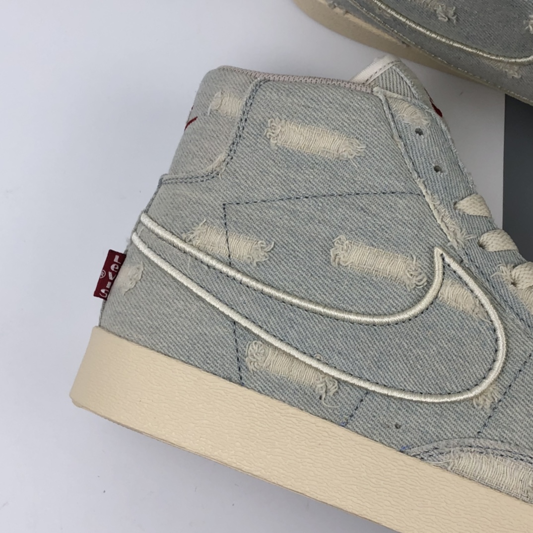 160 Levi's Strauss x Nike Blazer Mid Retro 开拓者破洞牛仔 高帮百搭休闲运动板鞋 AV9375-007
