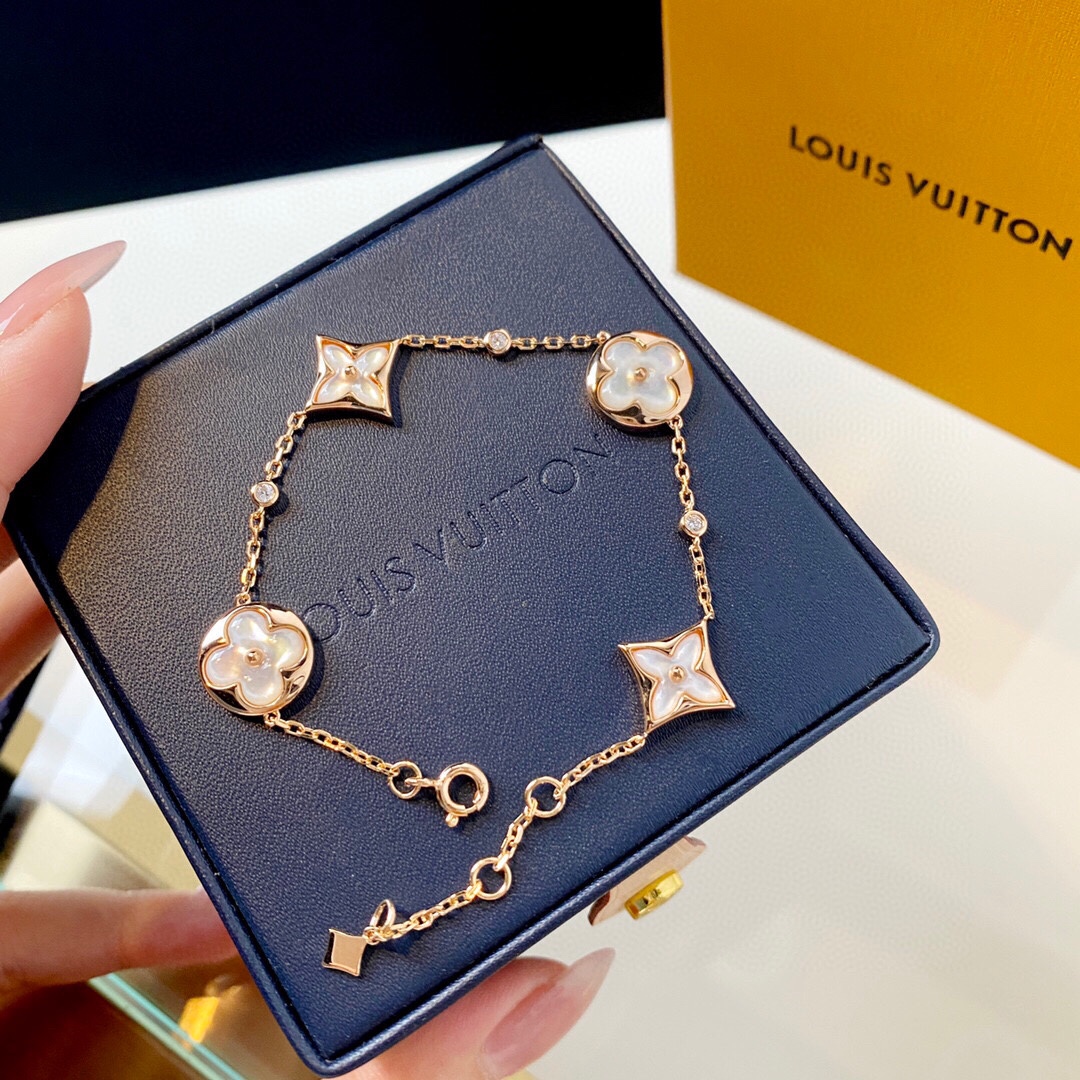 Louis Vuitton Bijoux Bracelet Les roses Or Rose Blanc Serti de diamants Argent 925