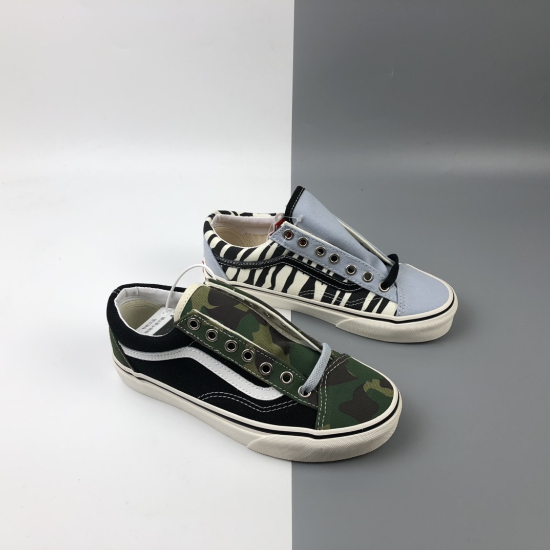 150 Vans Mismatch Style 36 迷彩斑马鸳鸯低帮板鞋 VN0A3DZ3WS8
