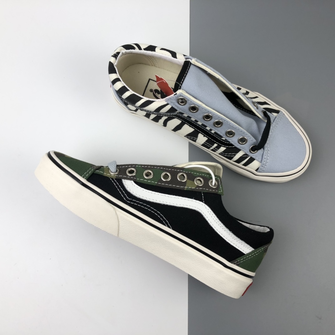 150 Vans Mismatch Style 36 迷彩斑马鸳鸯低帮板鞋 VN0A3DZ3WS8