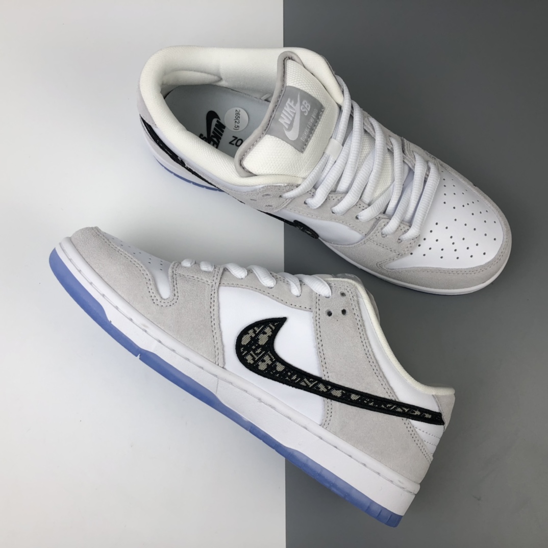270 Dior x NK SB Dunk Low 迪奥提花联名 扣篮系列复古低帮休闲运动滑板板鞋 BQ6817-002