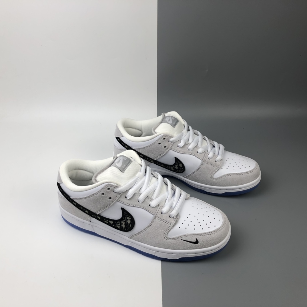 270 Dior x NK SB Dunk Low 迪奥提花联名 扣篮系列复古低帮休闲运动滑板板鞋 BQ6817-002