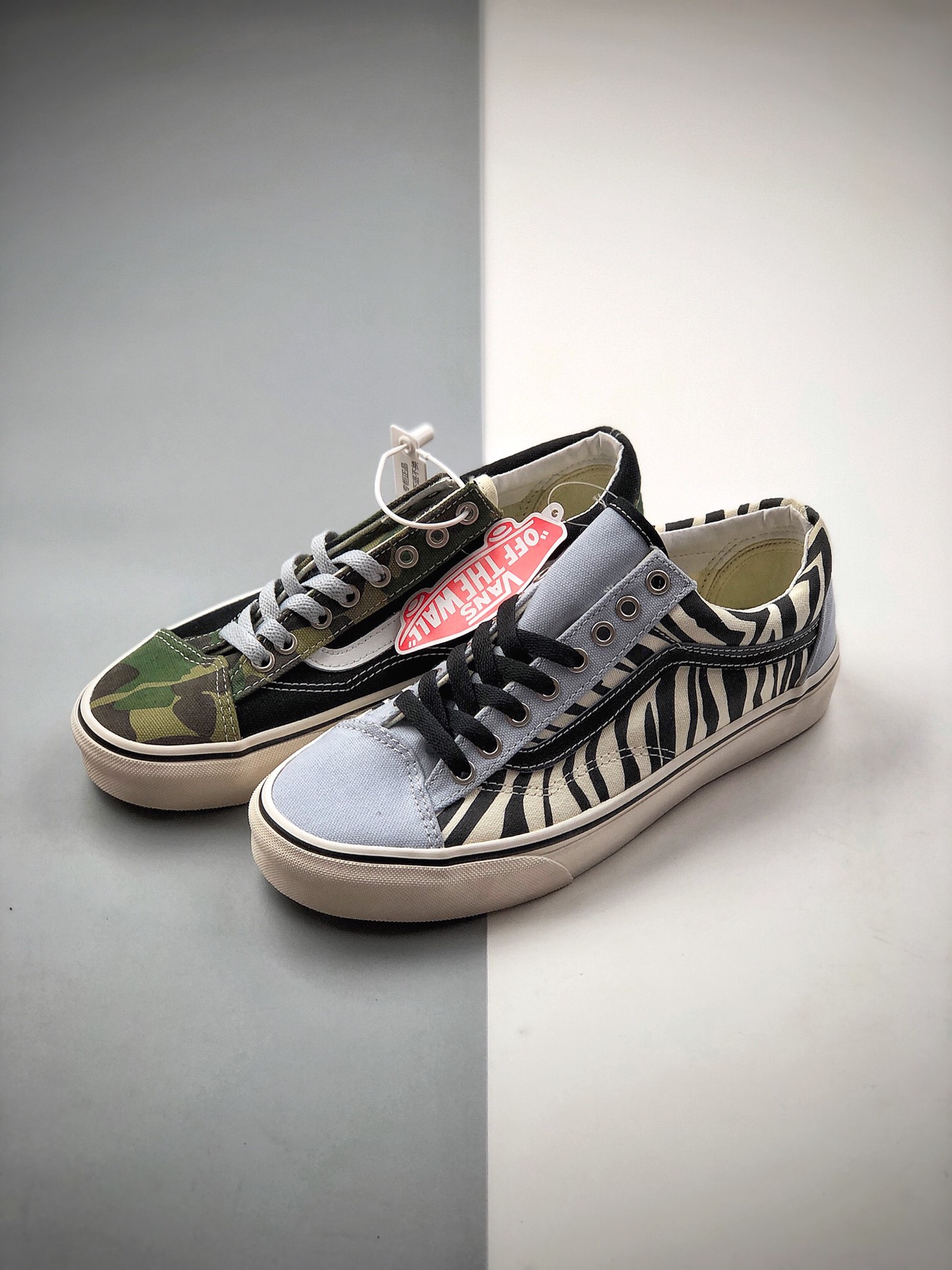 150  左脚温柔右脚飒！迷彩斑马鸳鸯登场！Vans Mismatch Style 36 万斯 迷彩斑马 军绿 鸳鸯 阴阳 帆布鞋 VN0A3DZ3WS8