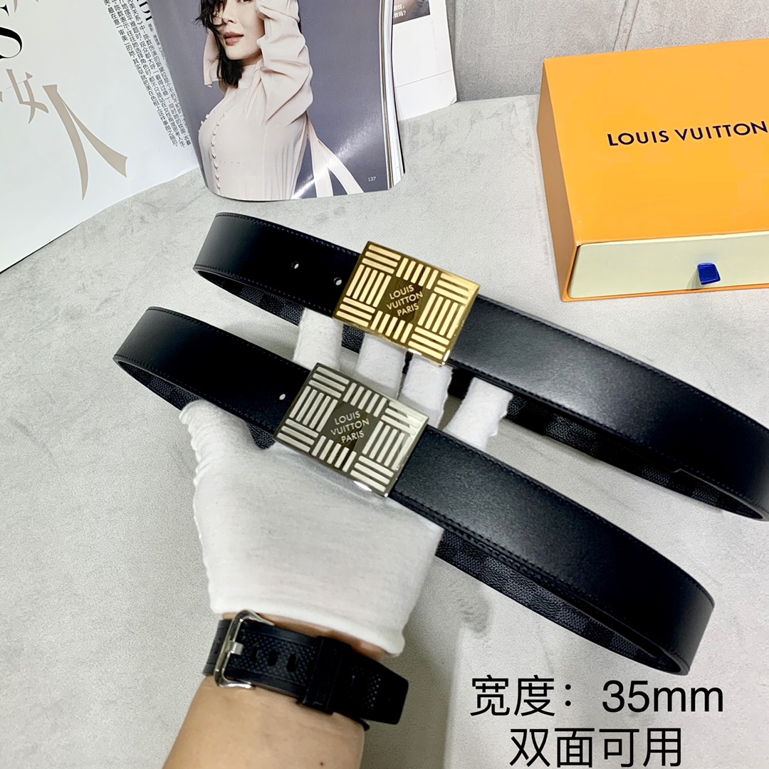 Louis Vuitton Belts Men Calfskin Canvas Cowhide