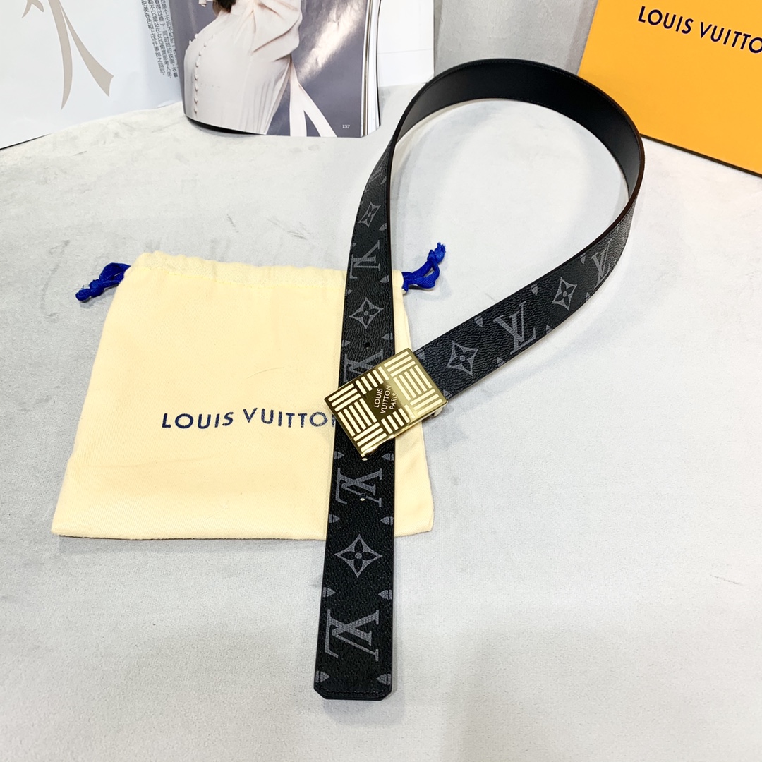 Louis Vuitton Belts Men Calfskin Canvas Cowhide