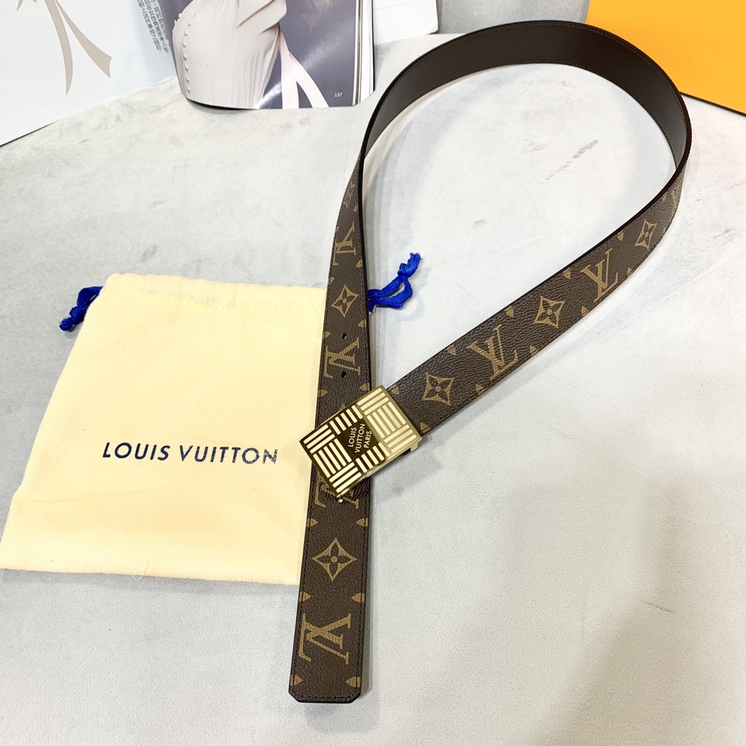 Louis Vuitton Buy Belts Men Calfskin Canvas Cowhide