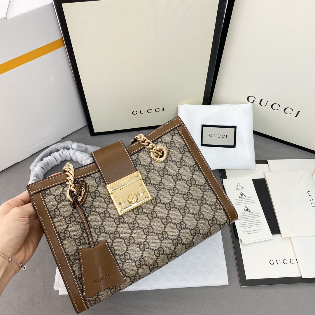 Gucci padlock链条包 棕色