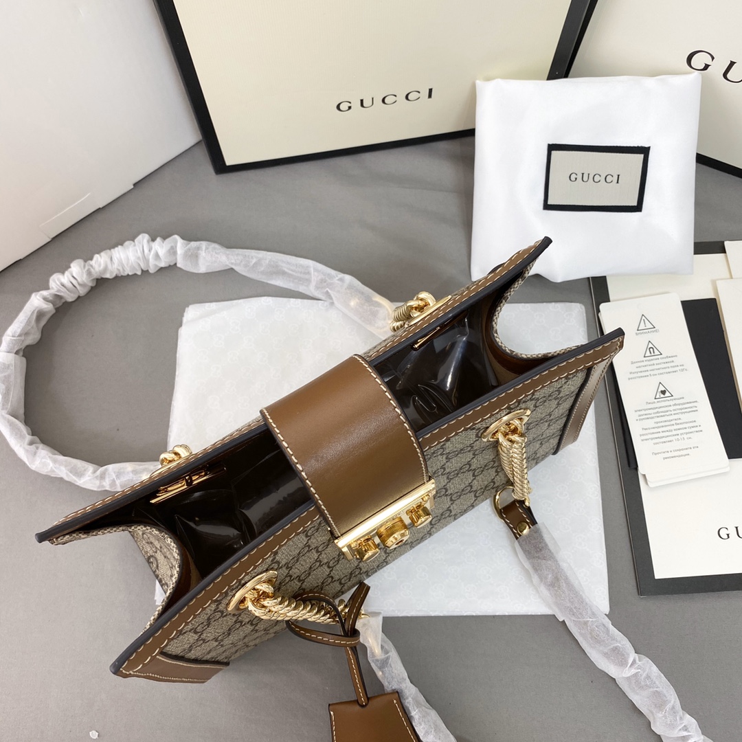 Gucci padlock链条包 棕色