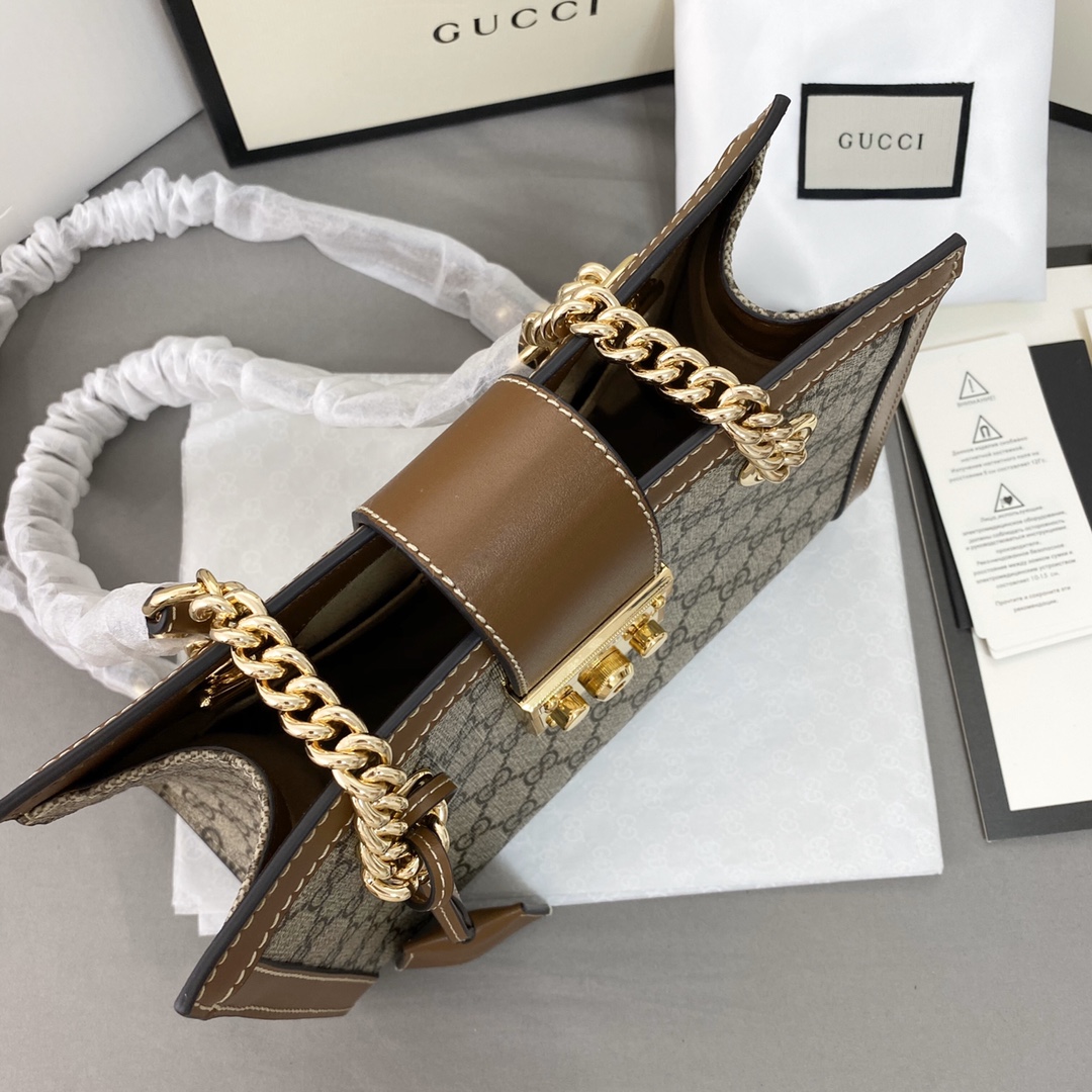 Gucci padlock链条包 棕色