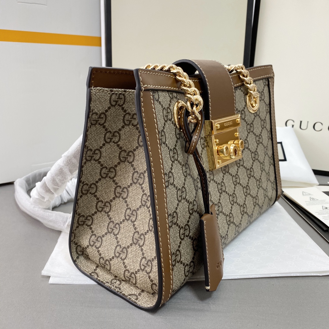 Gucci padlock链条包 棕色