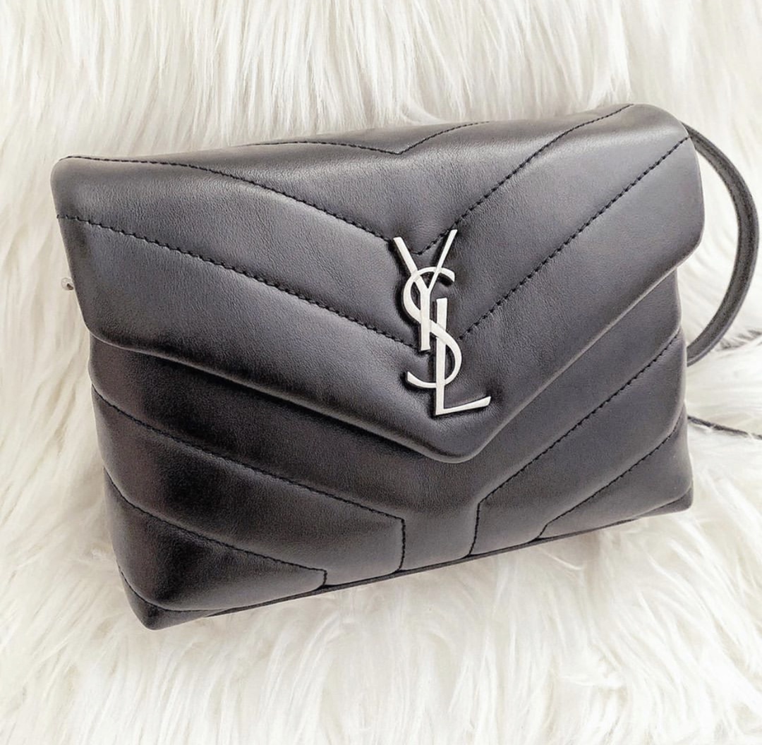 YSL LouLou 20CM 迷你斜挎包 467072黑色/银扣