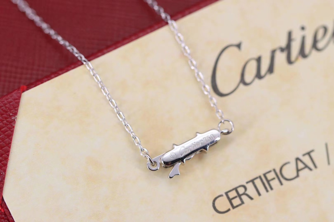 Cartier 卡地亚 银色LOVE满钻圆饼 锁骨项链