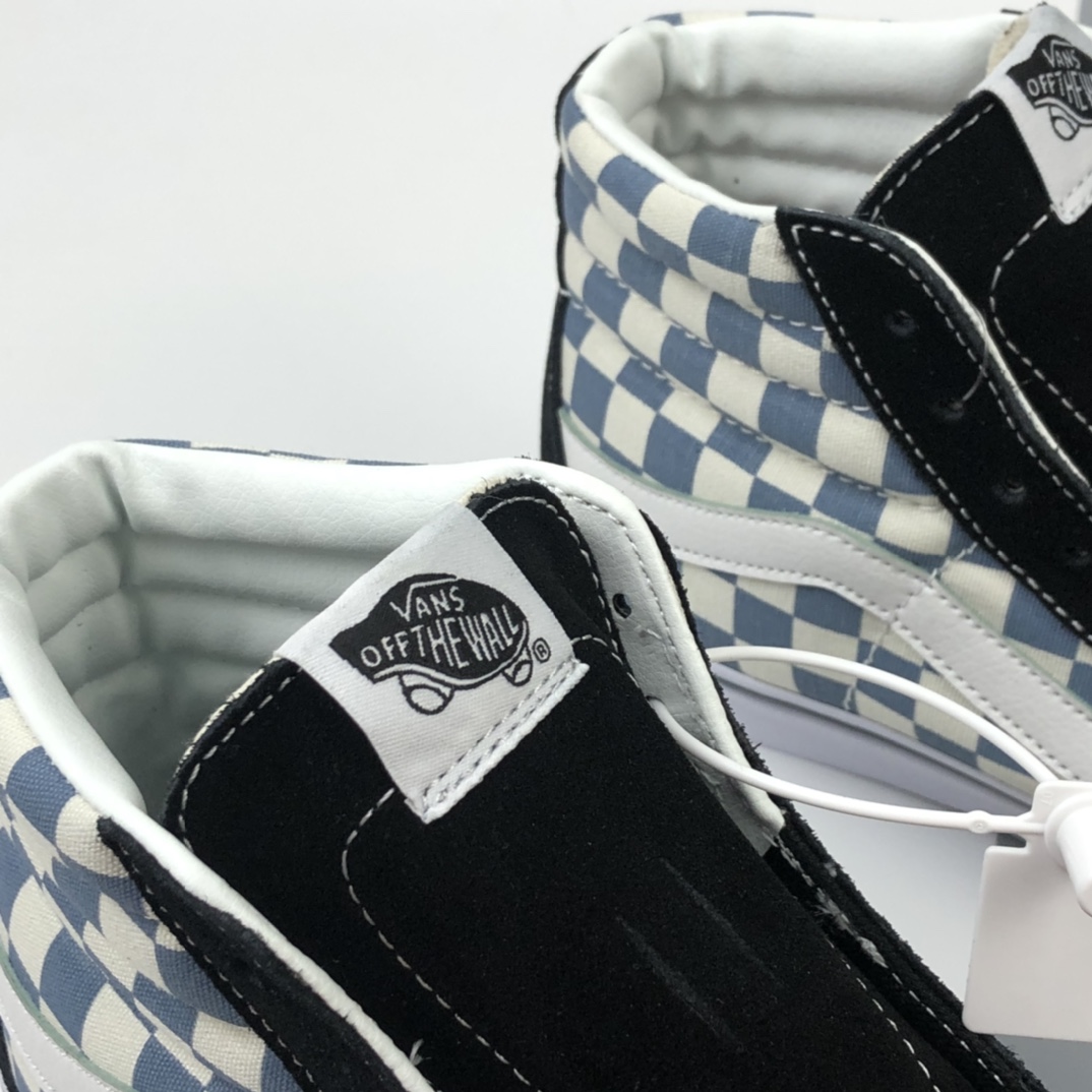 160 Vans SK8-Hi Vlt Lx 蒂芙尼蓝棋盘格高帮休闲板鞋 VN0A4CS5W43