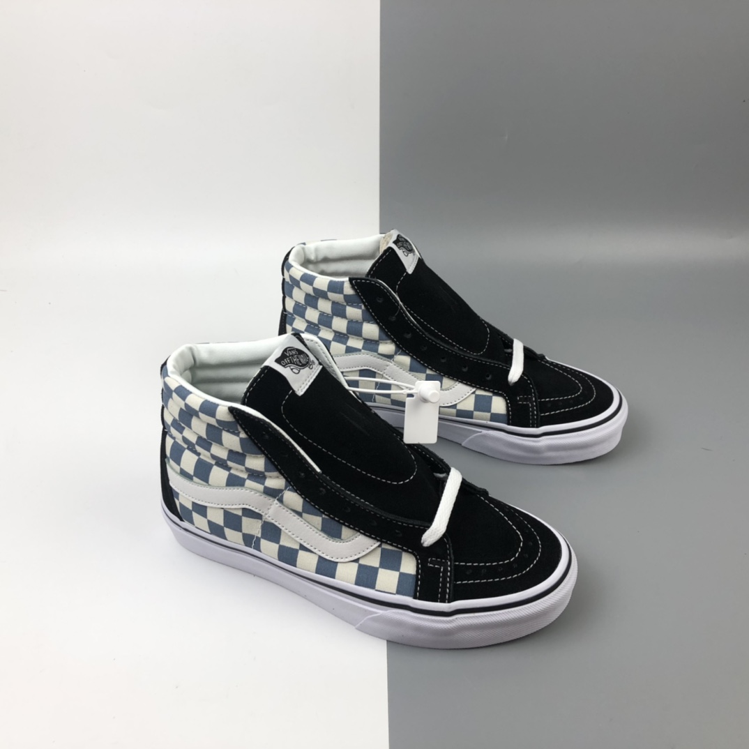 160 Vans SK8-Hi Vlt Lx 蒂芙尼蓝棋盘格高帮休闲板鞋 VN0A4CS5W43