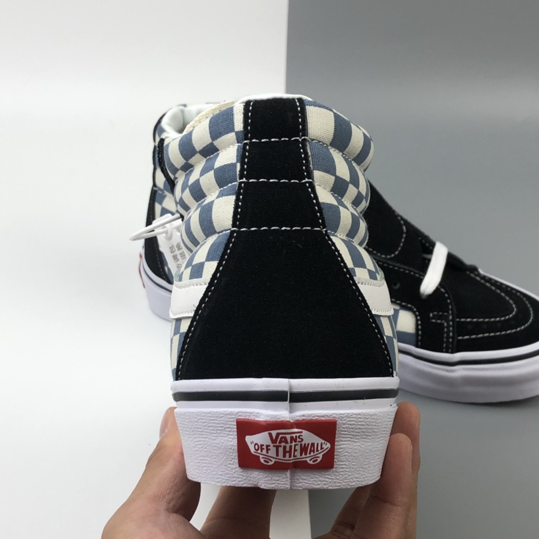 160 Vans SK8-Hi Vlt Lx 蒂芙尼蓝棋盘格高帮休闲板鞋 VN0A4CS5W43