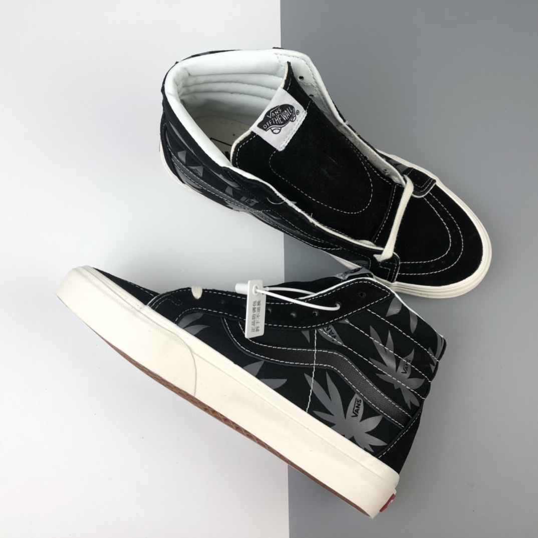 160 Vans SK8-Hi 黑色棕榈叶高帮休闲板鞋 VN0A4CS5W43