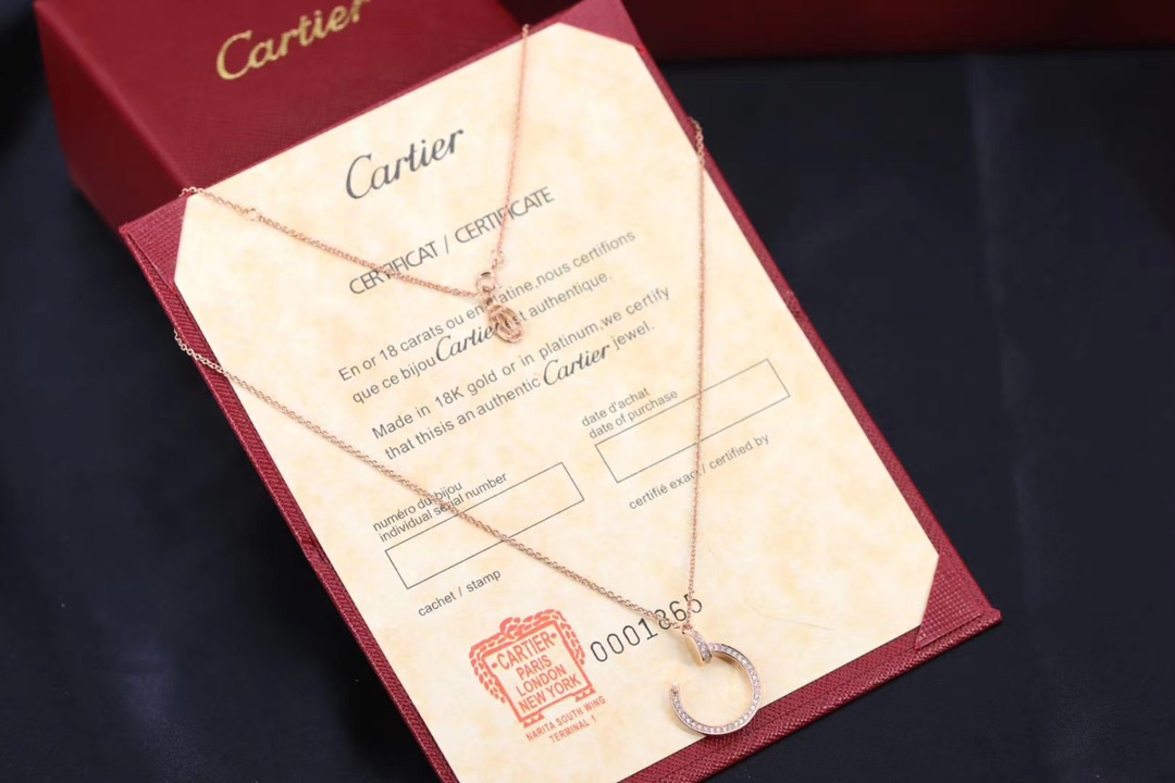 Cartier 卡地亚 Cartier 玫瑰金 满钻钉子锁骨项链