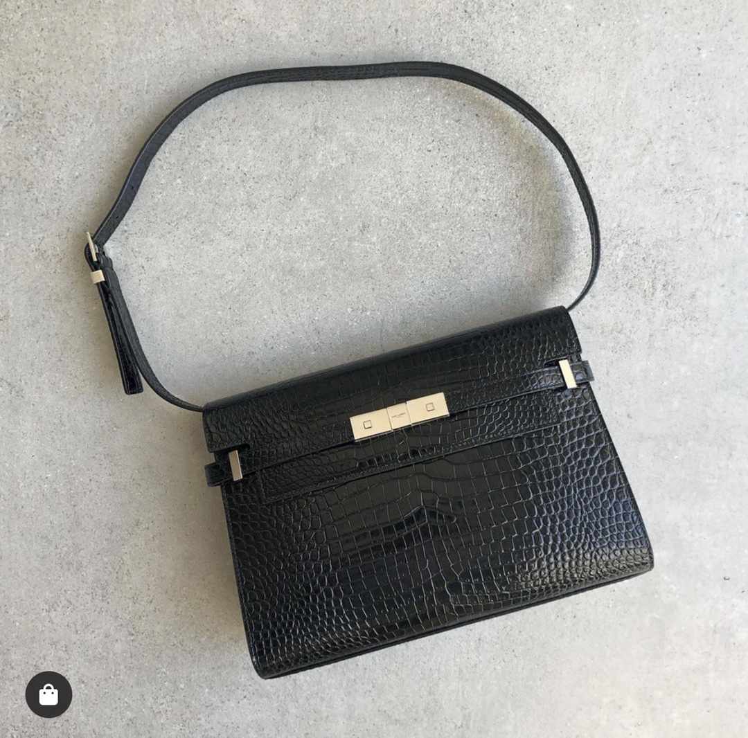 Ysl 𝑴𝒂𝒏𝒉𝒂𝒕𝒕𝒂𝒏曼哈顿法棍包 579271黑色鳄鱼纹银扣