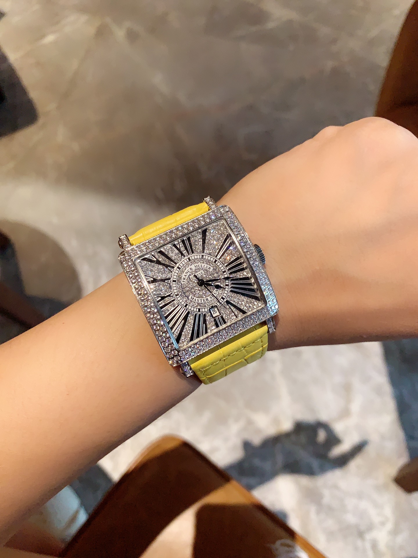 “Frank Muller’s 36.5mm Square Wristwatch with Swiss Quartz Core and Steel Casing”