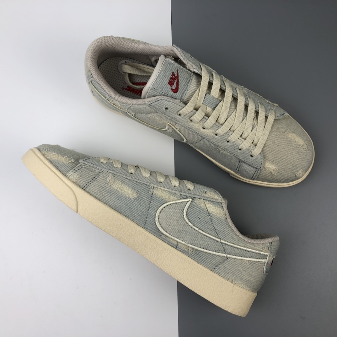 150 Levi's Strauss x Nike Blazer Low LX 开拓者破洞牛仔 低帮百搭休闲运动板鞋 AV9376-006