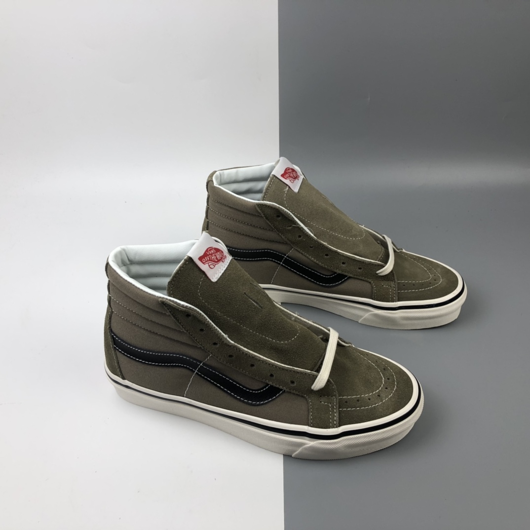 160 Vans Vault OG Sk8-Hi LX 卡其色帆布鞋复古高端鞋款 VN0A38GF22V