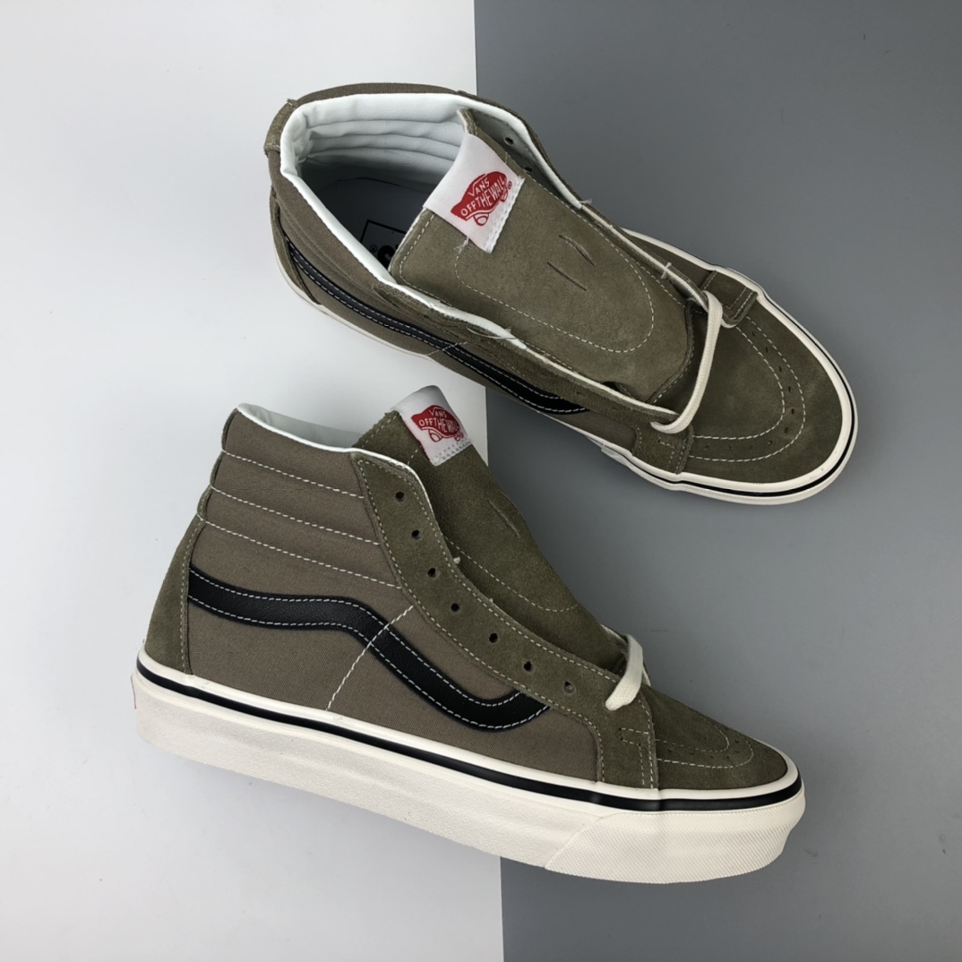 160 Vans Vault OG Sk8-Hi LX 卡其色帆布鞋复古高端鞋款 VN0A38GF22V