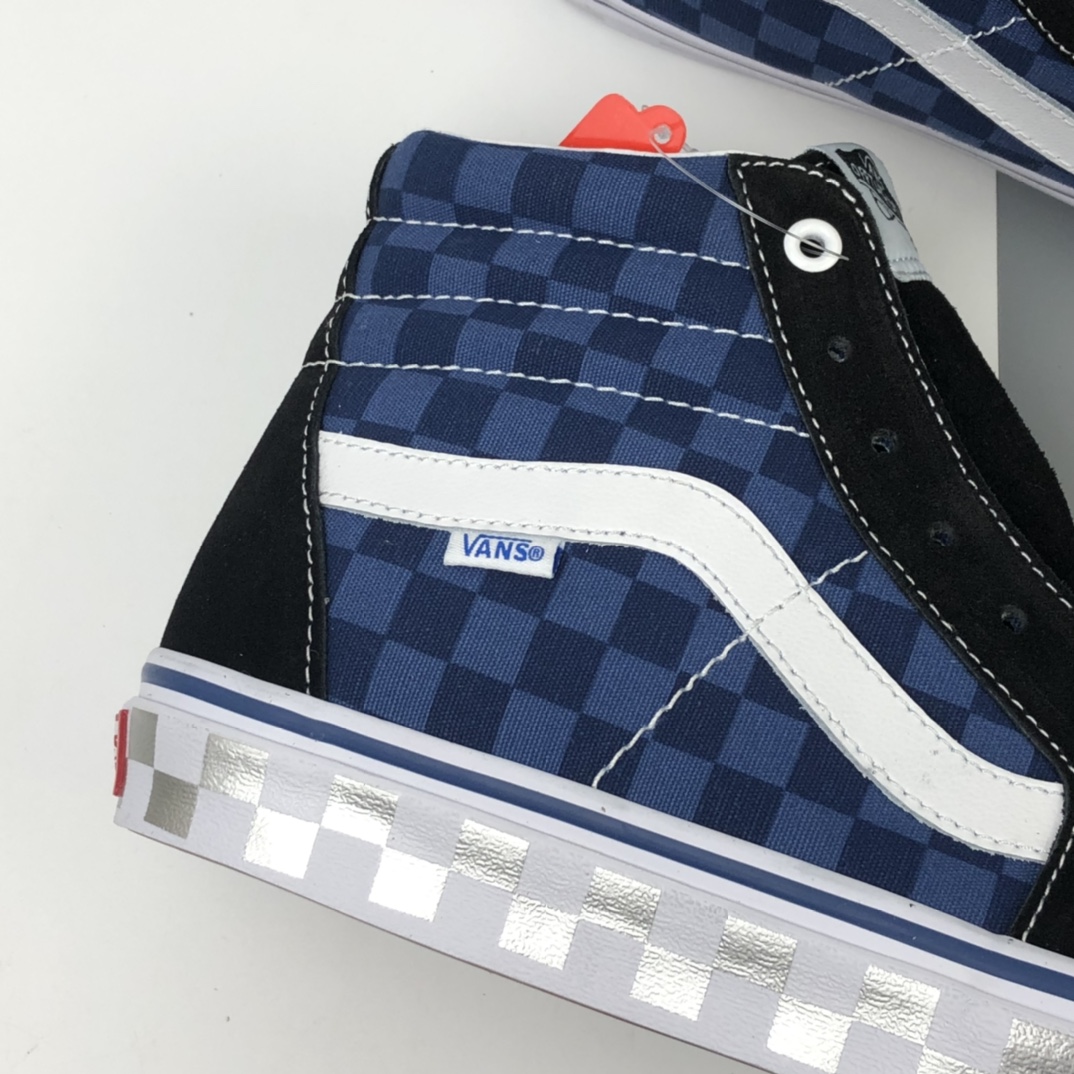 160 Vans Sk8 Hi 万斯黑蓝棋盘格高帮帆布鞋 VN0A4BV6SW9