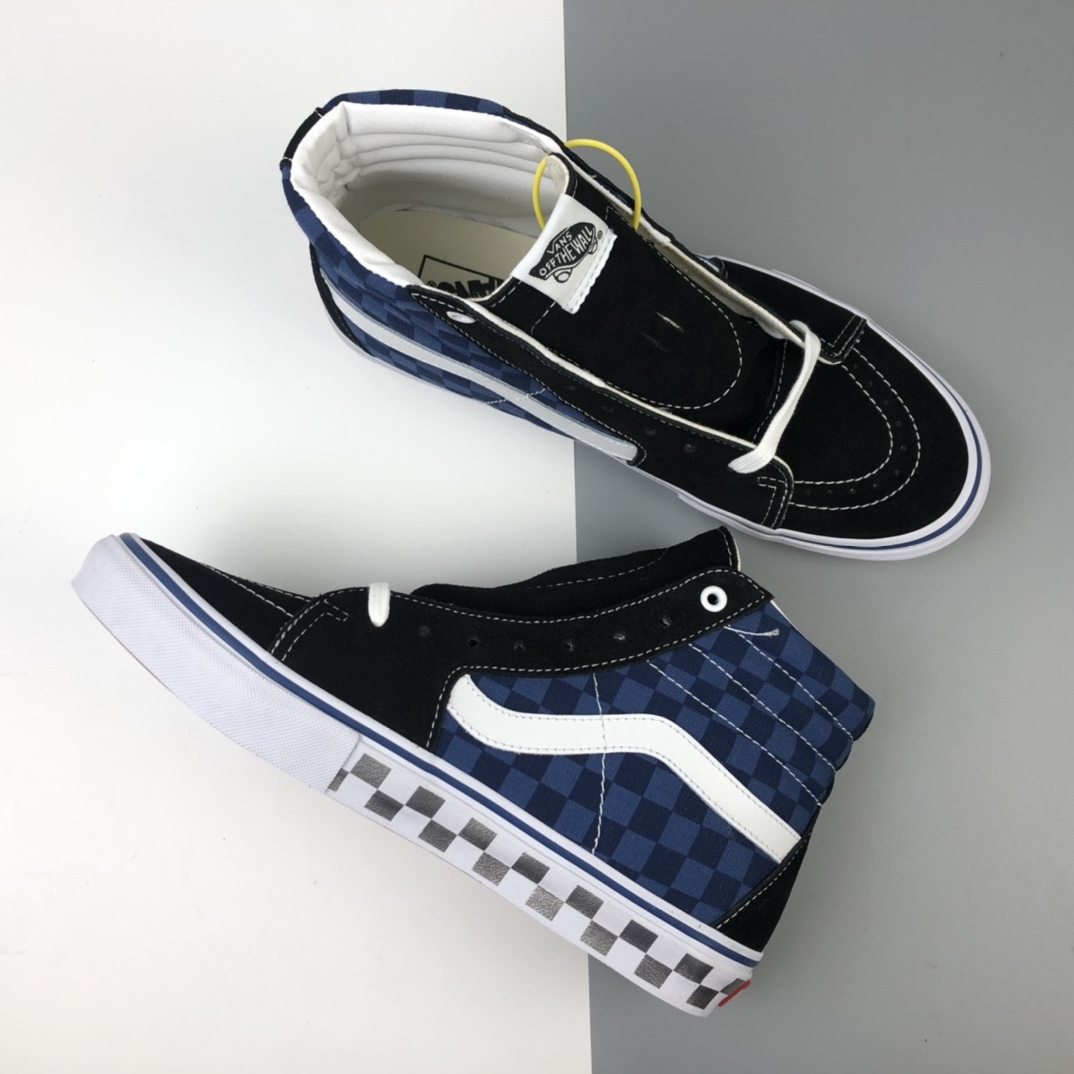 160 Vans Sk8 Hi 万斯黑蓝棋盘格高帮帆布鞋 VN0A4BV6SW9