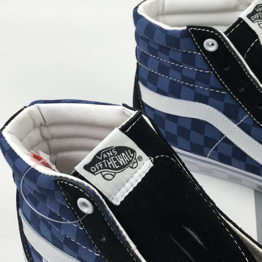 160 Vans Sk8 Hi 万斯黑蓝棋盘格高帮帆布鞋 VN0A4BV6SW9