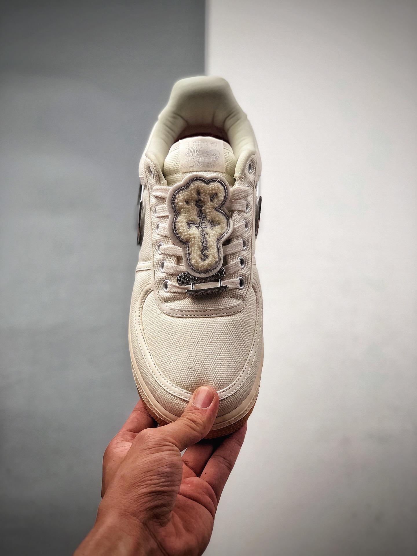 230 Travis Scott X Nike Air Force 1 Low ”ravis Scott White”空军一号低帮经典百搭休闲运动板鞋“帆布白镭射替换钩子” AQ4211-101