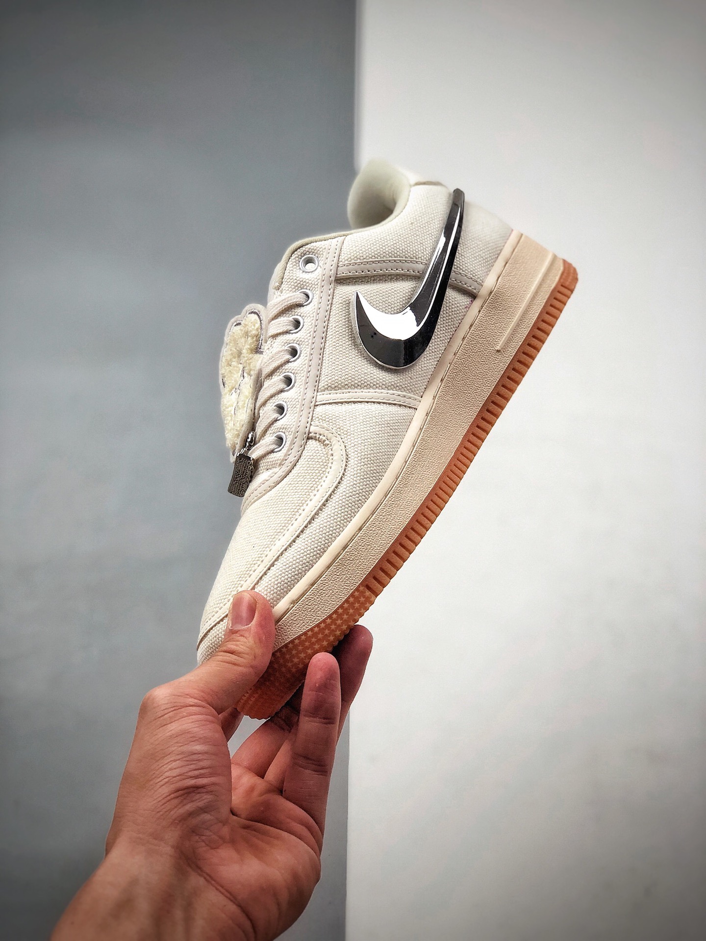 230 Travis Scott X Nike Air Force 1 Low ”ravis Scott White”空军一号低帮经典百搭休闲运动板鞋“帆布白镭射替换钩子” AQ4211-101