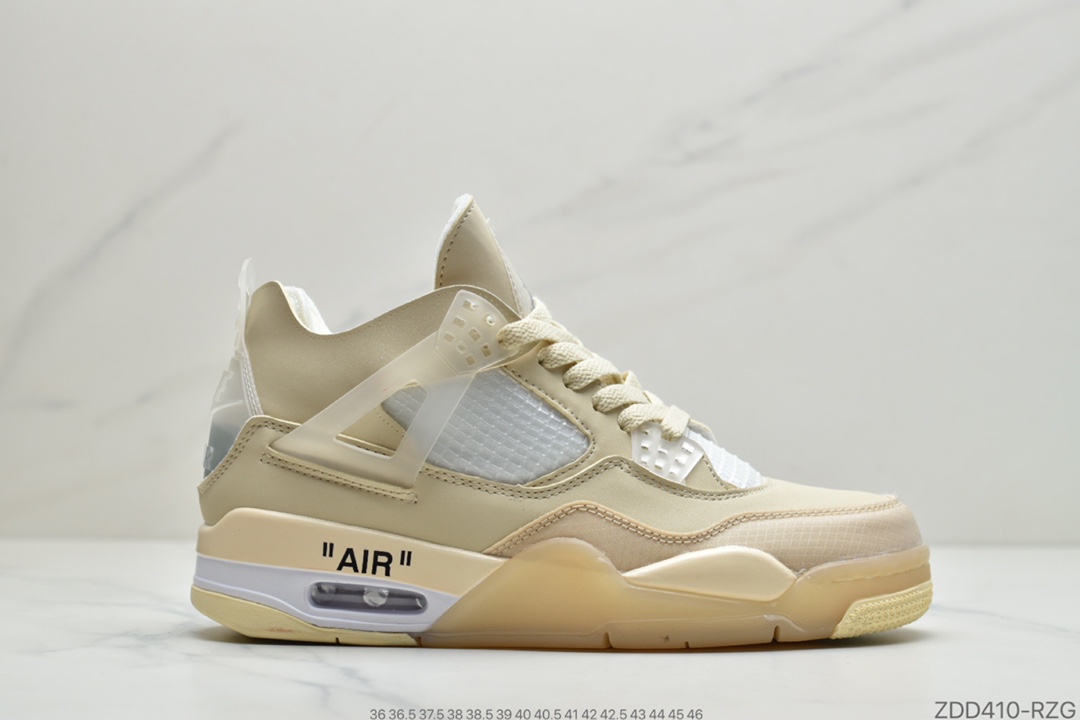 230 公司级Off-White x Air Jordan 4 Retro ”Cream/Sail” AJ4 乔4中帮复古休闲运动文化篮球鞋CV9388-100