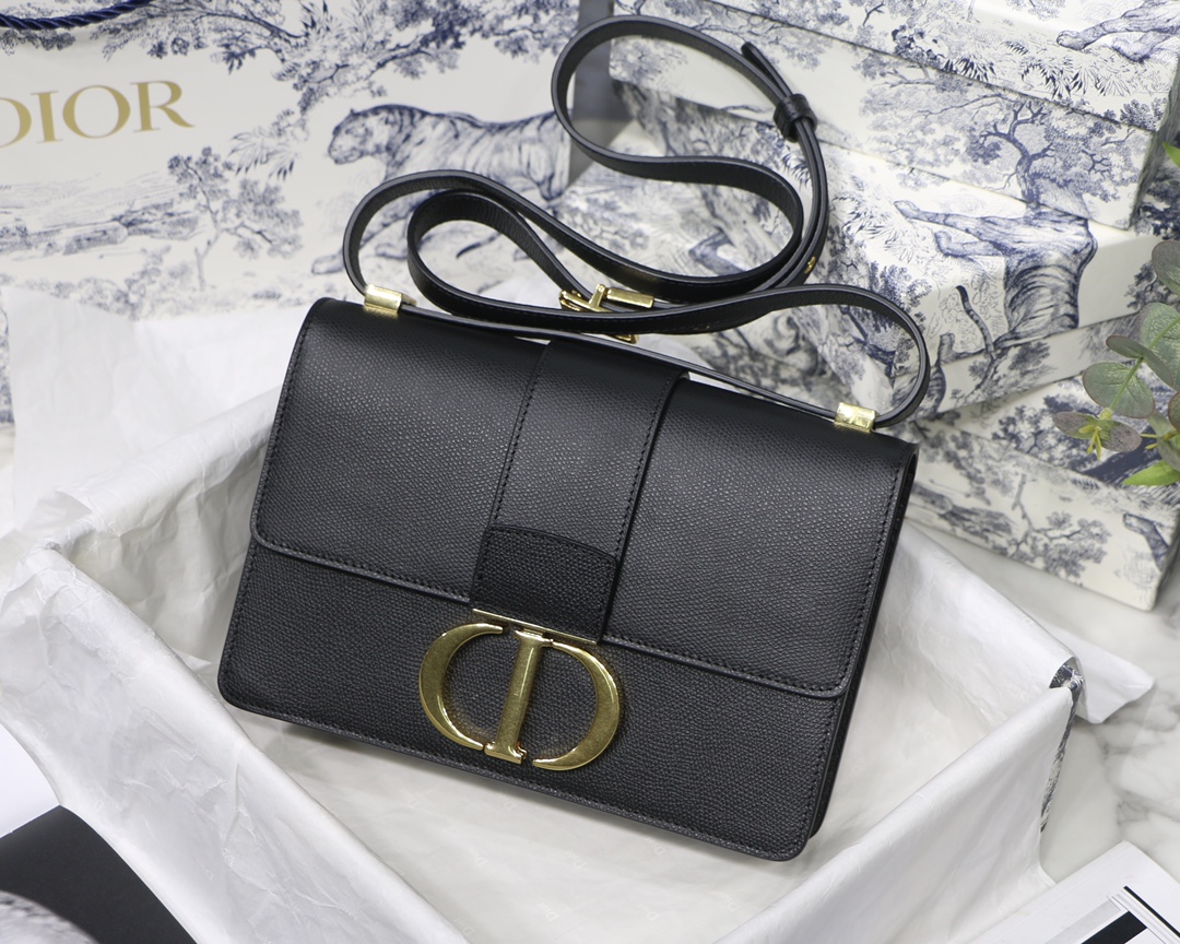 Dior 30 Montaigne черная сумка на плечо с клапаном