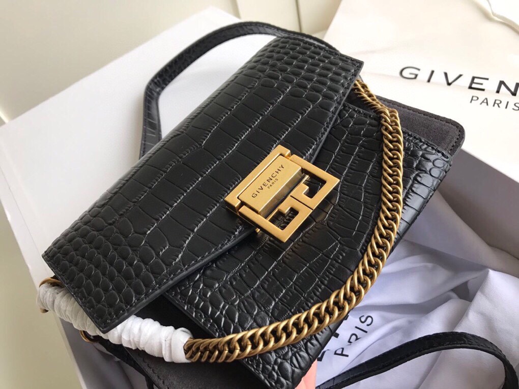纪梵希GV3牛皮鳄鱼纹拼小号size:21x14x7cmGivenchyBag法国代购级别巴黎走秀新款正