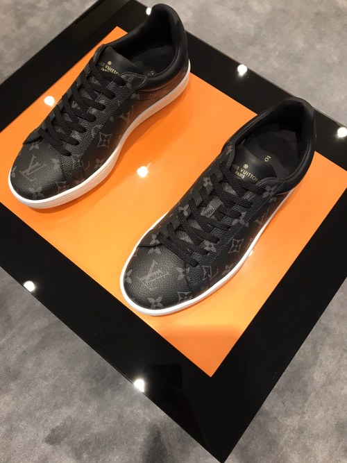 Louis Vuitton Men's Black Leather Monogrammed Sneakers, Size 38-45 1 Louis Vuitton Men's Black Leather Monogrammed Sneakers, Size 38-45