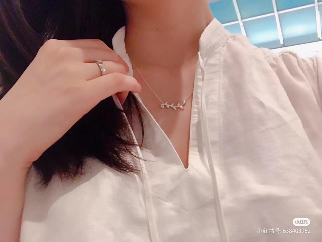 Tiffany & Co. Tiffany&Co.纯银 横版橄榄叶锁骨项链