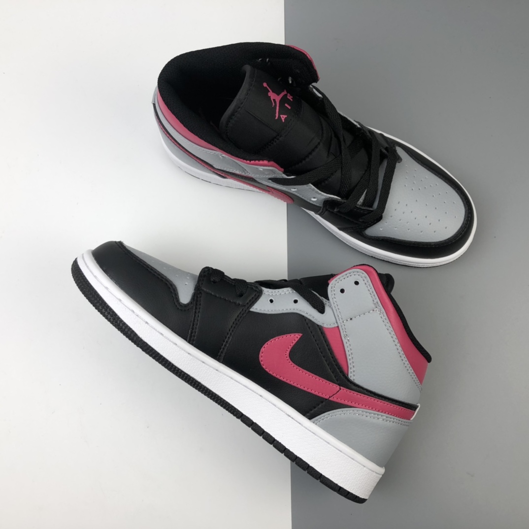 200 Air Jordan 1 Mid “Shadow”灰黑粉 AJ1 乔1 中帮百搭休闲运动板鞋 554724-059