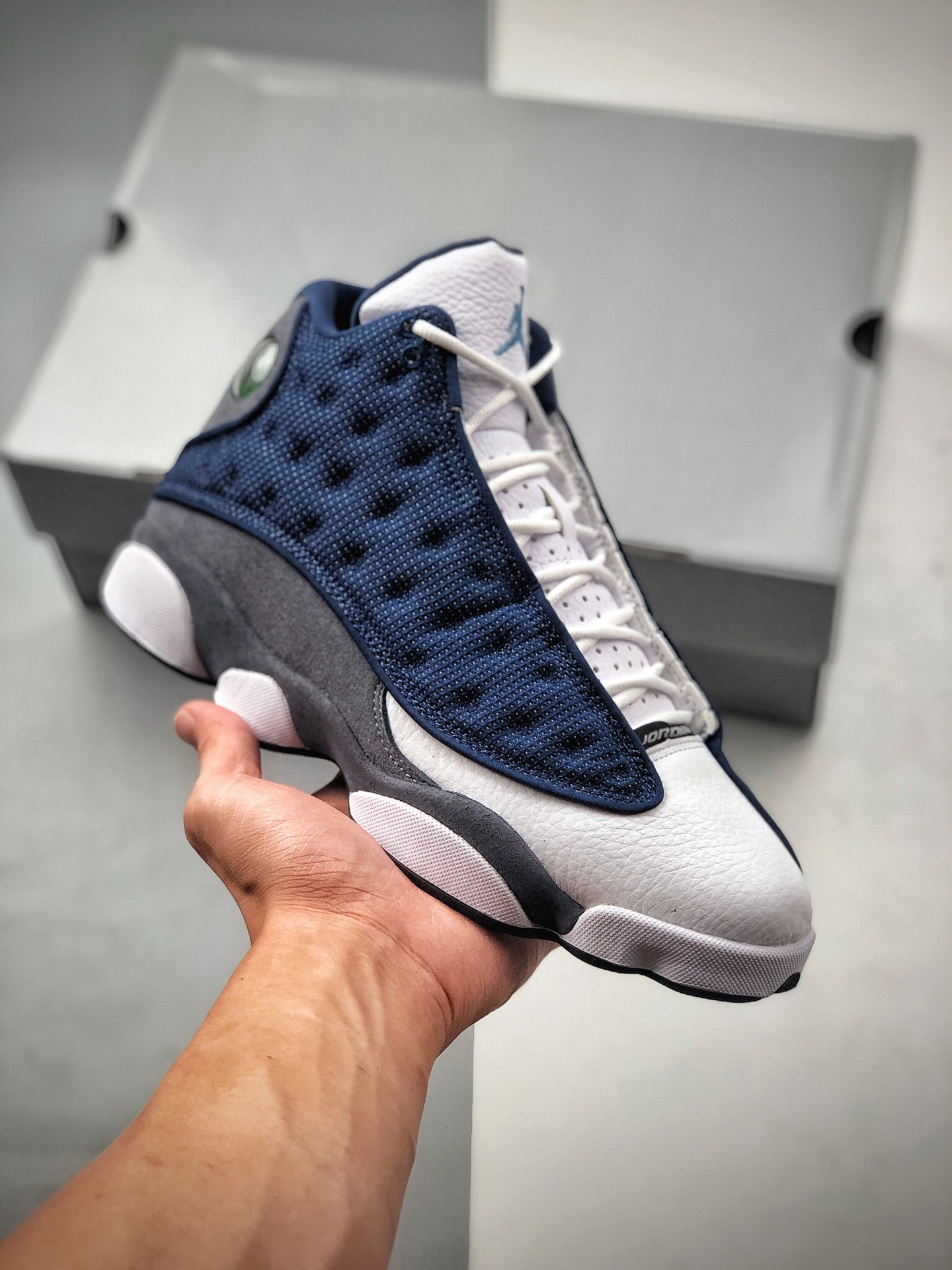 Puro original de gama alta Air Jordan 13 Flint AJ13 GIGI, zapatillas de baloncesto Jordan 13 / blanco y azul,…
