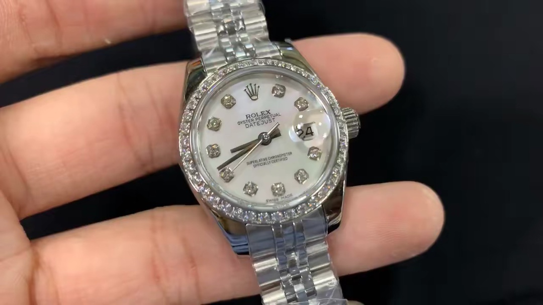 Rolex 女款日志全白钢镶钻真
