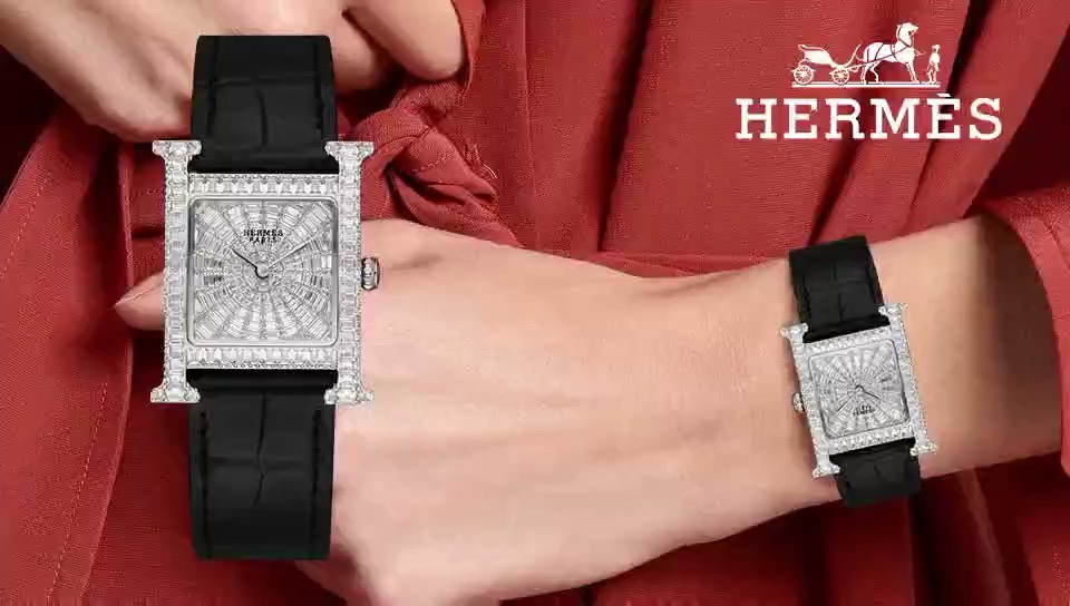 Hermès 最新推出 爱马仕H-our方钻珠宝腕表 壳套、字面、严格精选最纯净的钻石 一颗颗切割后