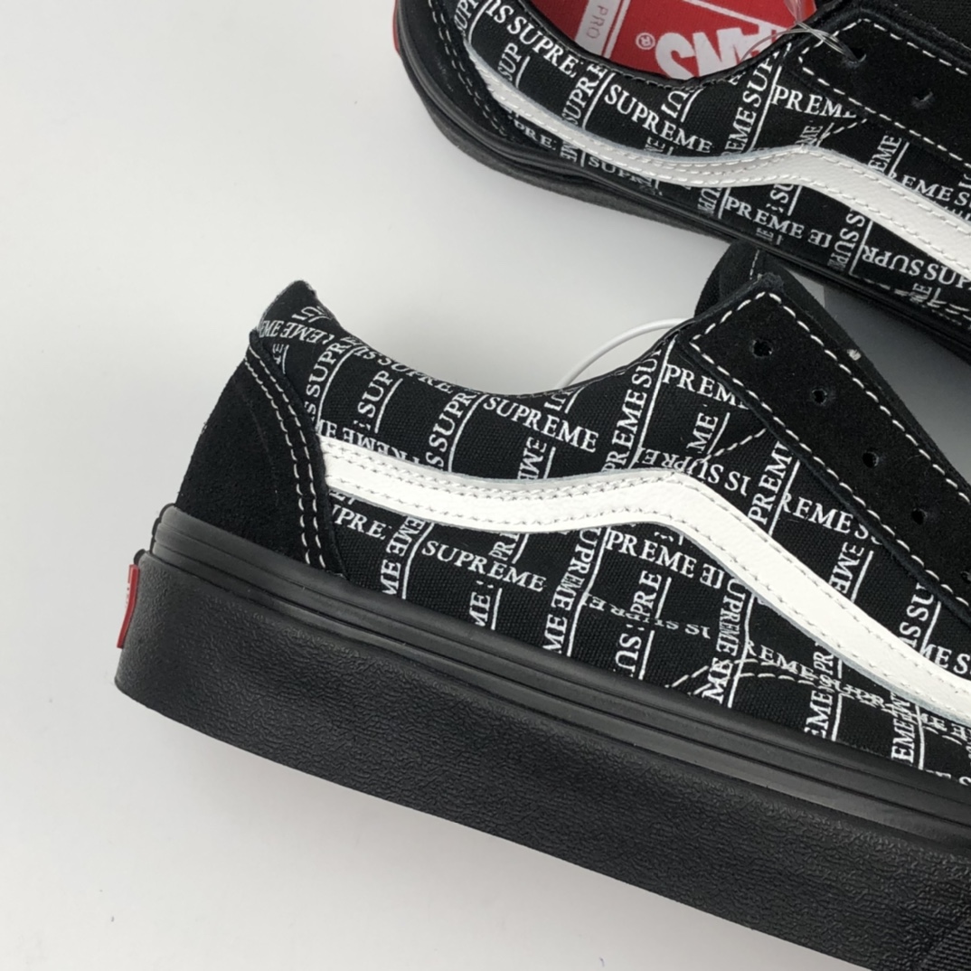 160 Supreme x Vans Old Skool Pro 联名系列2020黑白低帮休闲板鞋 VN0A45JC2YW
