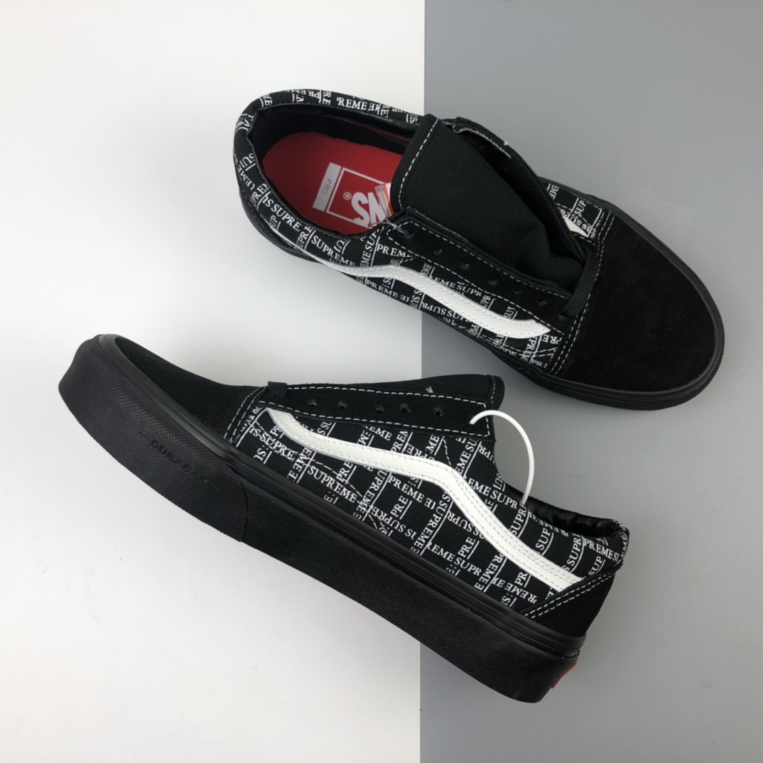 160 Supreme x Vans Old Skool Pro 联名系列2020黑白低帮休闲板鞋 VN0A45JC2YW