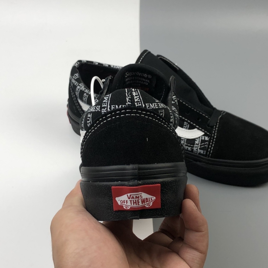 160 Supreme x Vans Old Skool Pro 联名系列2020黑白低帮休闲板鞋 VN0A45JC2YW
