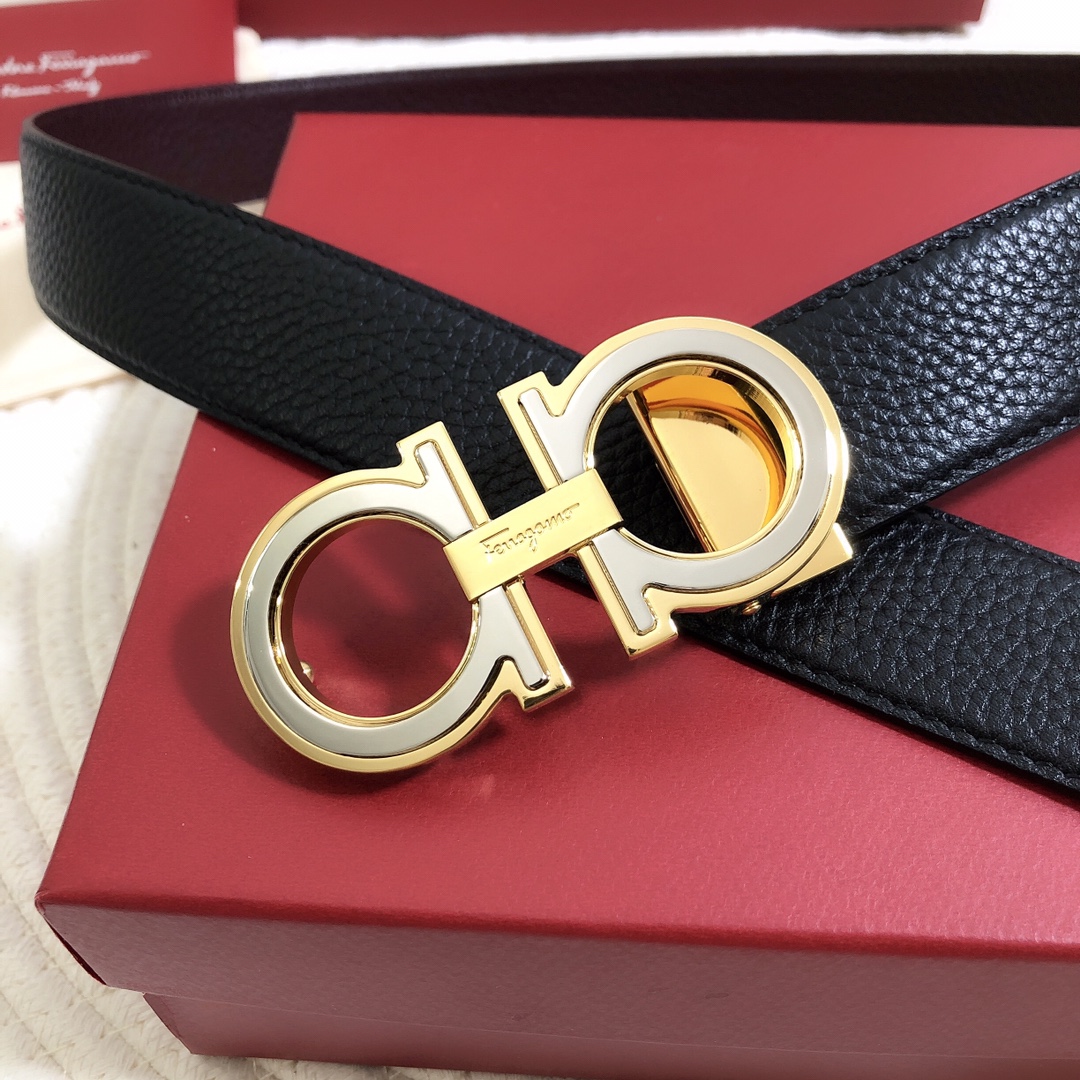 [Ferragamo Belts]Brand: Filag Curtain.A24 : 34mm Genuine sizeHardware ma