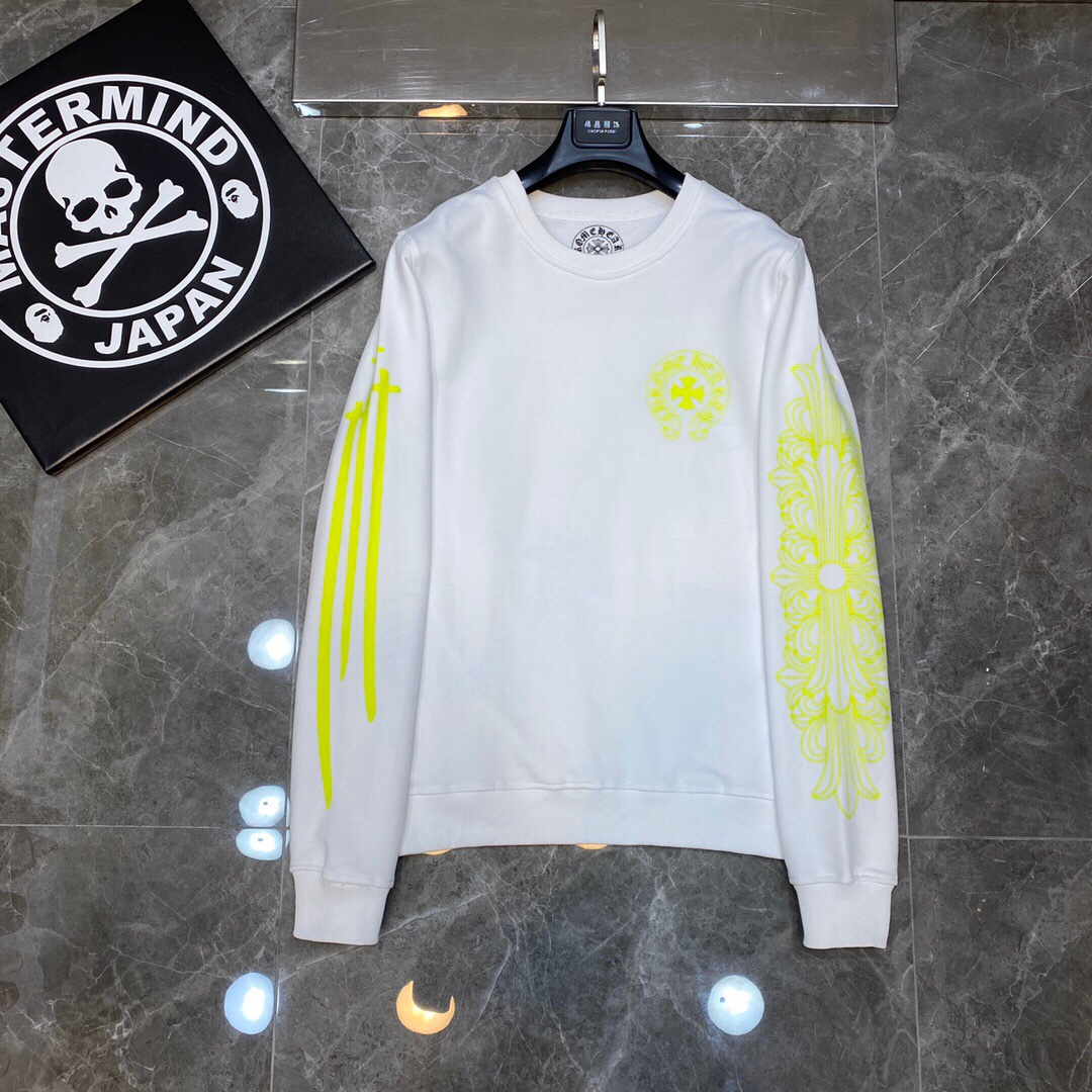 Chrome Hearts Clothing Sweatshirts Black Doodle Fluorescent Green White Unisex Fall Collection