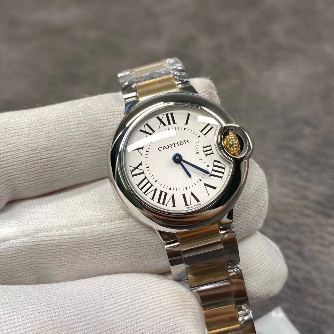 Cartier 卡Di亚蓝气球系列28尺寸间金女表